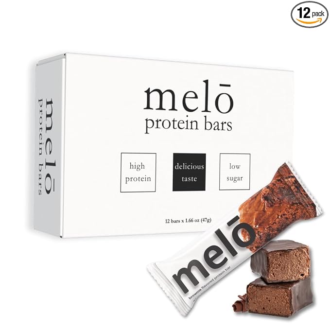melō protein bars (12 count Brownie)- high protein low sugar fluffy marshmallow-like center gluten free snack with no artificial sweeteners
