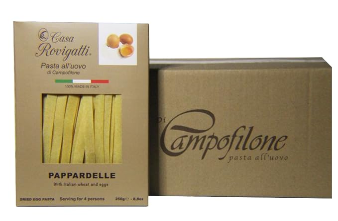 Pappardelle Egg Gourmet Pasta (Pack of 4) - Italian Gourmet Pasta From the Region of Di Campofilone - Imported Gourmet Italian Egg Pasta - 8.8 ounces / 250 grams