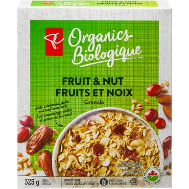 President's Choice Organics Fruit &amp Nut Granola 325g/11.3 oz. Box (Imported from Canada)