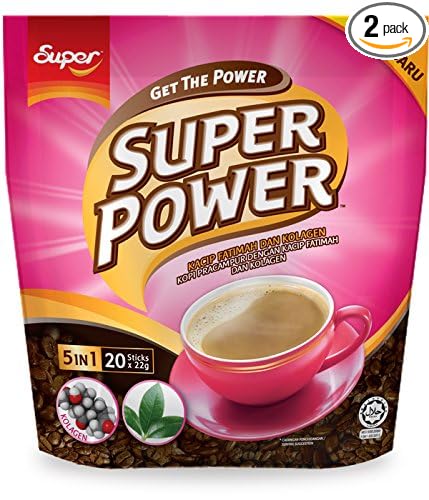 2-Pack / Malaysia Brand/Super Power 5 In 1 Premium Instant Coffee/With Herbal Extract of Kacip Fatimah &amp Collagen/Delicious Health Boost For Ladies/A Shot Of Collagen In Your Morning Coffee/20s x