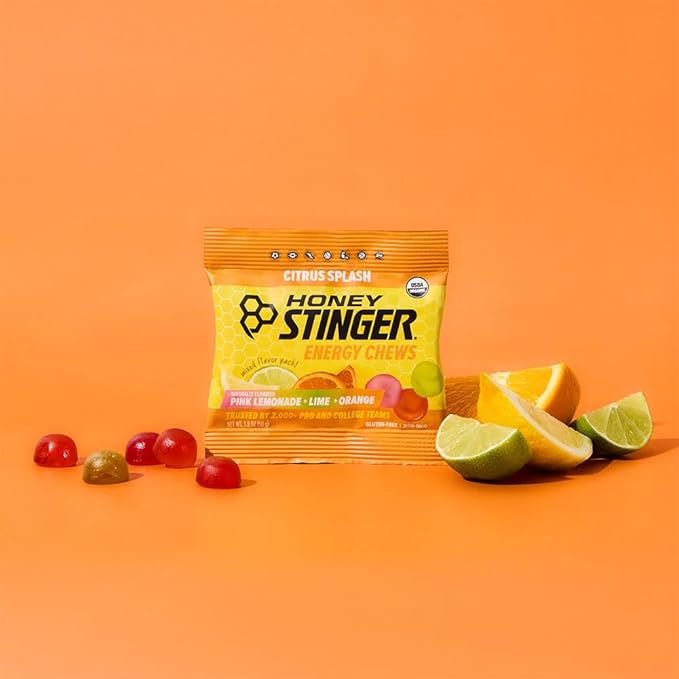 Honey Stinger Organic Citrus Splash Energy Chews Gluten Free &amp Caffeine Free for Exercise Running and Performance Sports Nutrition for Home &amp Gym Pre and Mid Workout 21.6 Ounces (Pack of