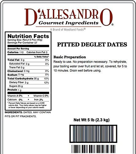 Sincerely Nuts Dates Pitted Whole - 5 Lb Bag