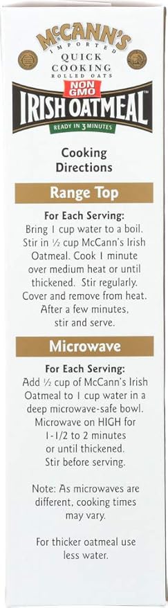 McCann's Imported Quick Cooking Rolled Oats Irish Oatmeal 16 oz (Pack of 6)