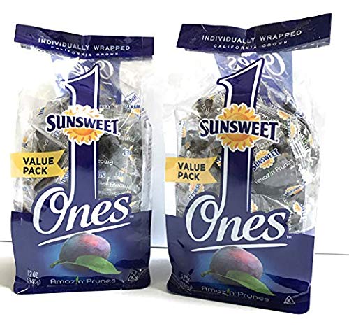 Sunsweet Ones Individual Pitted Prunes - 2 PACKS (12 oz each) of Individually Wrapped Dried Prunes PLUS Our Prune Recipe E-Book (Downloadable)