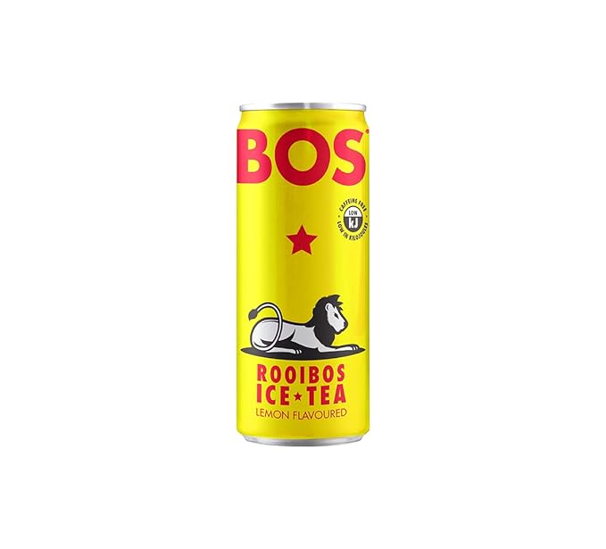 BOS Rooibos Iced Tea Lemon | 24x (6x 10.1 oz Cans) | Organic Caffeine Free Naturally Sweet Antioxidant-Rich Herbal Red Rooibos Tea | From South Africa