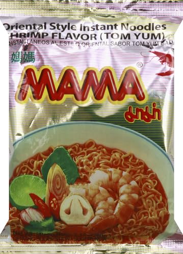 MAMA Noodles Shrimp Tom Yum Instant Noodles with Delicious Thai Flavors Hot &amp Spicy Noodles w/Shrimp Tom Yum Soup Base No Trans Fat w/Fewer Calories Than Deep Fried Noodles 30 Pack