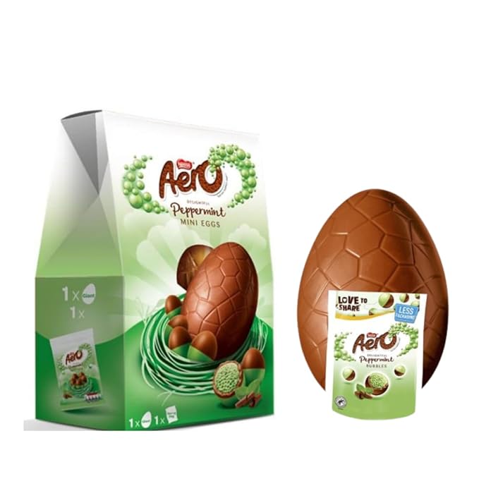 Aero Peppermint Mint Chocolate Giant Easter Egg 230g – Luxury Easter Egg with a Touch of Mint – Gift Easter Egg Chocolate Box for Men Women and Kids