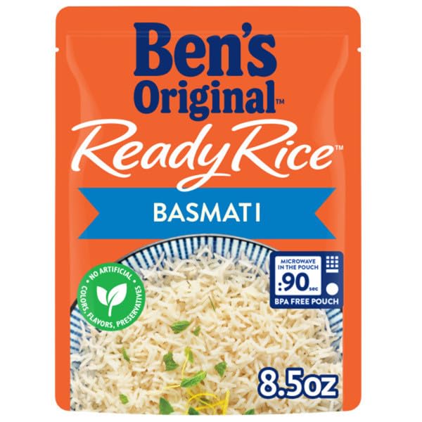 BEN'S ORIGINAL Ready Rice Basmati Rice Easy Side Dish 8.5 oz Pouch (Pack of 12)