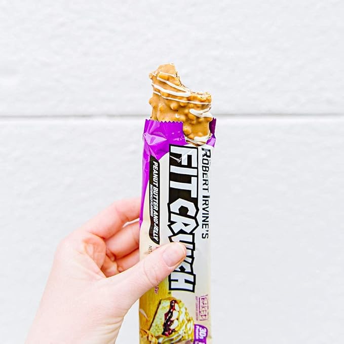 FITCRUNCH Snack Size Protein Bars 6-Layer Baked Bar 1g of Sugar Gluten Free &amp Soft Cake Core (18 Bars Peanut Butter and Jelly)