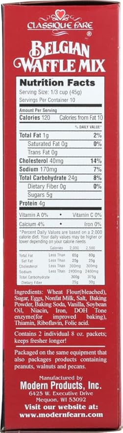 6 X Classique Belgian Waffle Mix 16-Ounce Boxes (Pack of 6)