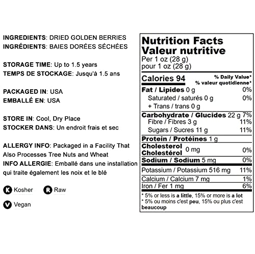 Food to Live Golden Berries 8 Pounds – Whole Dried Goldenberry Raw Unsweetened Unsulfured Kosher Ground Cherry Bulk. Rich in Vitamins A and C.