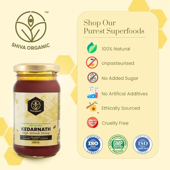 Shiva Organic Kedarnath Honey 250g- High Altitude Himalayan Pure Honey