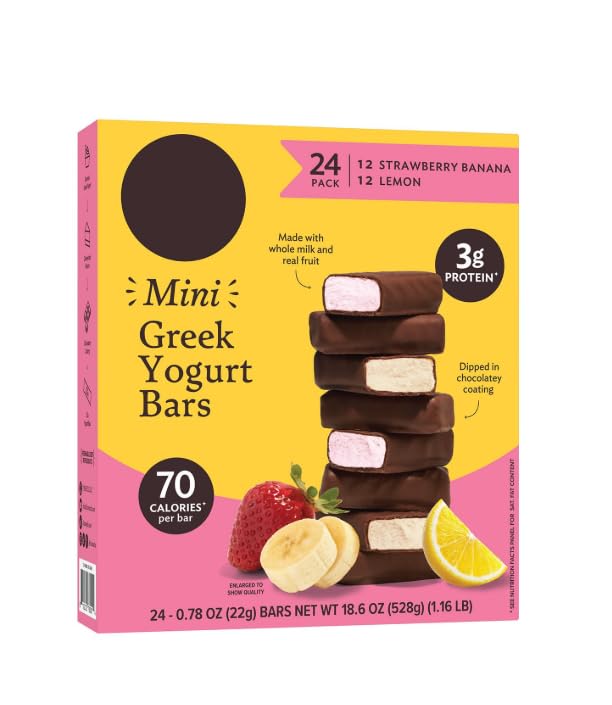 Greek Lemon &amp Strawberry Banana Yogurt Bars Mini Bars Pack 24 pk./0.78 oz.