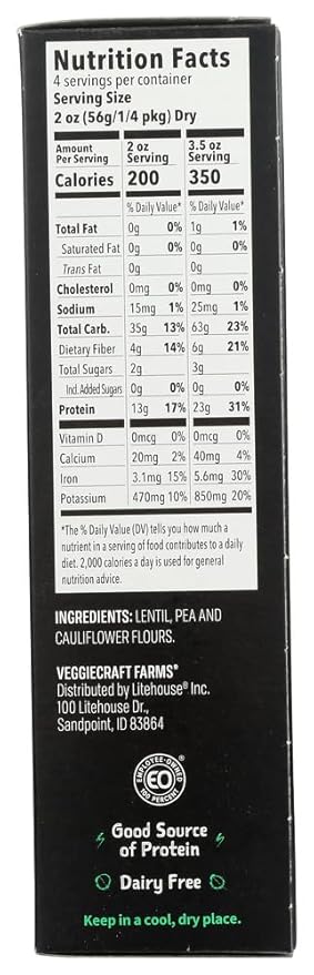 Veggiecraft Cauliflower Pasta Penne Vegan Gluten Free &amp Non-GMO 8 Oz (Pack of 12)