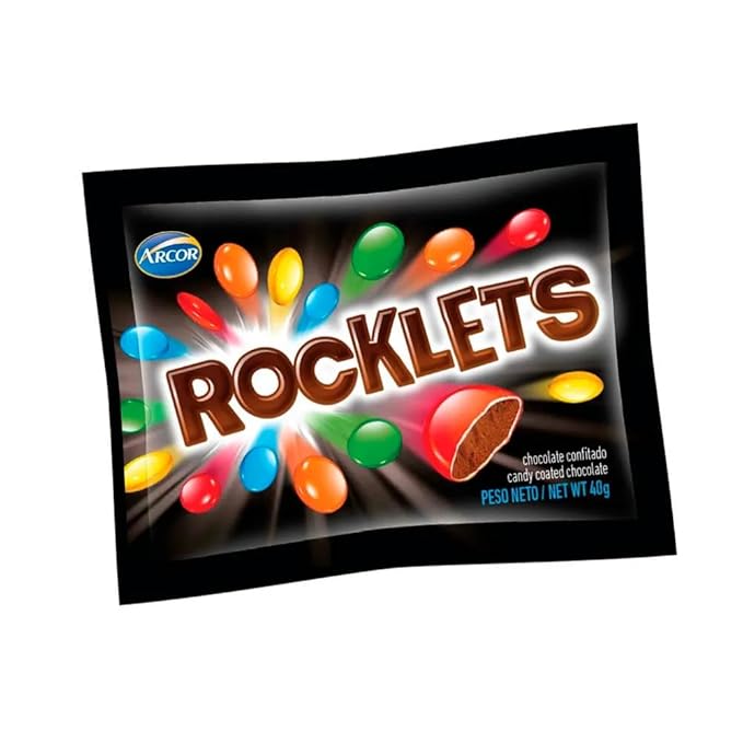 Rocklets Classic Colorful Chocolate Candy Shells From Agentina 40 g / 1.41 Oz (18 Units Per Box)