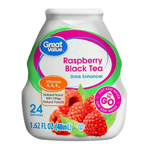 Great Value Liquid Flavor Enhancer Tea Selection - Southern Sweet tea Peach Raspberry-Black Tea. Sugar-Free t. 6 Bottles 1.62 oz each