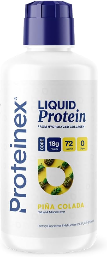Proteinex Medical Grade Liquid Hydrolyzed Protein Max Strength - Supports Wound Healing and Doctor Recommended- No Carbs Zero Sugars &amp Ready to Drink Liquid Protein (Natural Pina Colada 30 Fl Oz