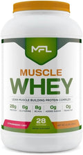 MFL Muscle Whey Protein 2 lbs l 26g of Protein l 8g BCAAs l 6g Glutamine l Low Carbs l 28 Servings (Strawberry Cake)