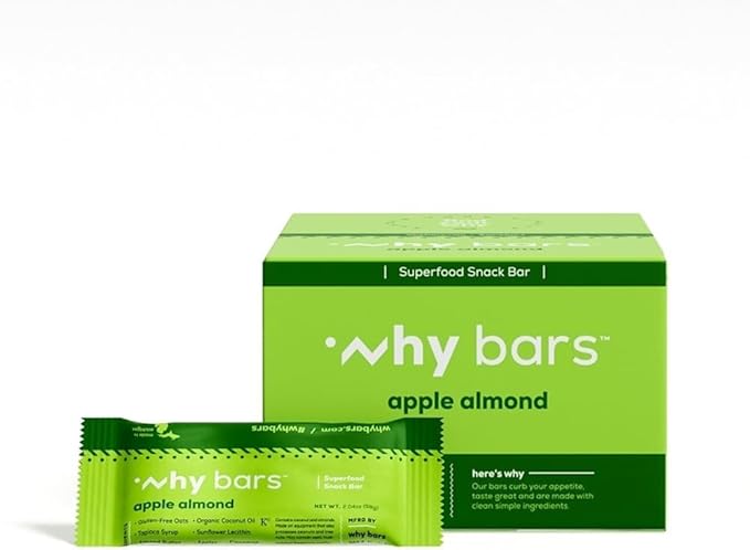Superfood Protein Bars 2.04 Ounce Bars - Protein Bar Superfood Gluten Free Non GMO Organic Vegan Simple Ingredients (Apple Almond)