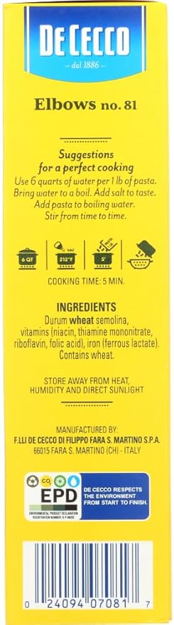 Elbows Pasta 16 Ounces (Case of 20)