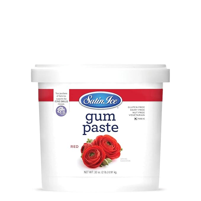 Satin Ice Gum Paste for Cake Decorating Red (2 Pound)