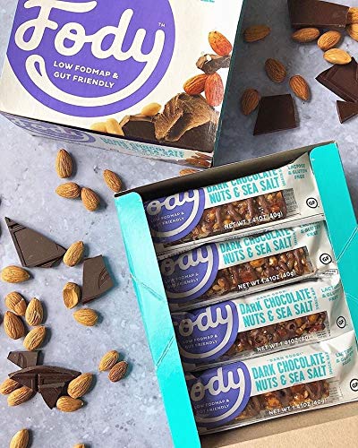 Fody Foods Snack Bars Dark Chocolate Nuts &amp Sea Salt 1.41 Oz (Pack of 12) 5g Protein Low FODMAP Gut &amp IBS Friendly Vegan Lactose Free Non-GMO Gluten Free