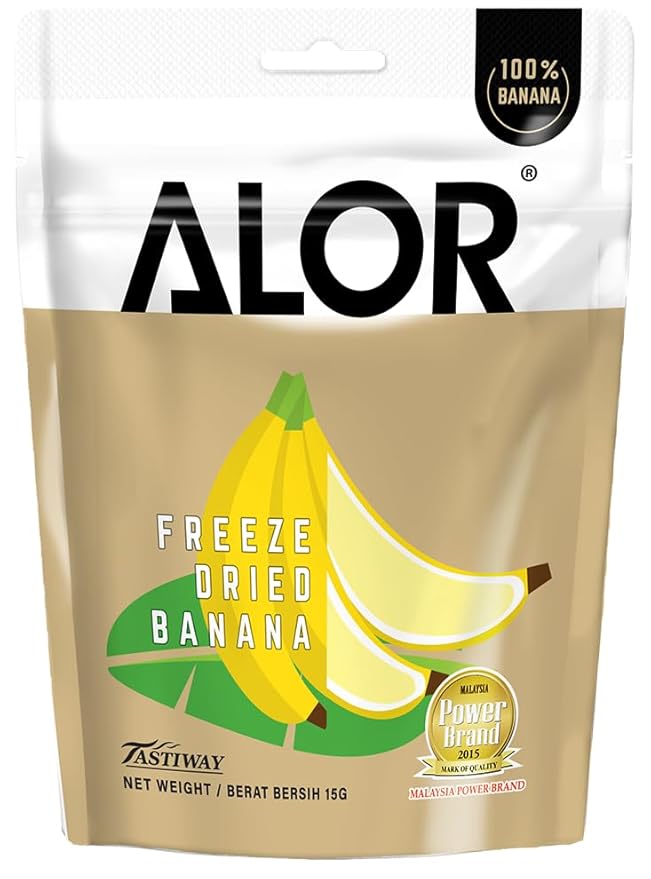ALOR 100% Natural Dried Banana Slices – Unsweetened No Sugar Added Real Fruit Snack – Crunchy Crispy &amp Gluten-Free – Healthy Freeze-Dried Chips (15 Grams x 8 Packs - Banana)