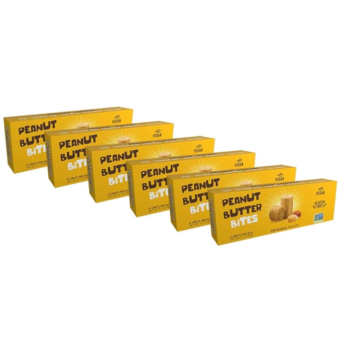 PASOKIN | Natural Peanut Butter Snack | Crunchy and Creamy PB Bites | Gluten Free Vegan Protein | Pacoca Made in USA 6 Boxes with 6 Bites (36 Bites)