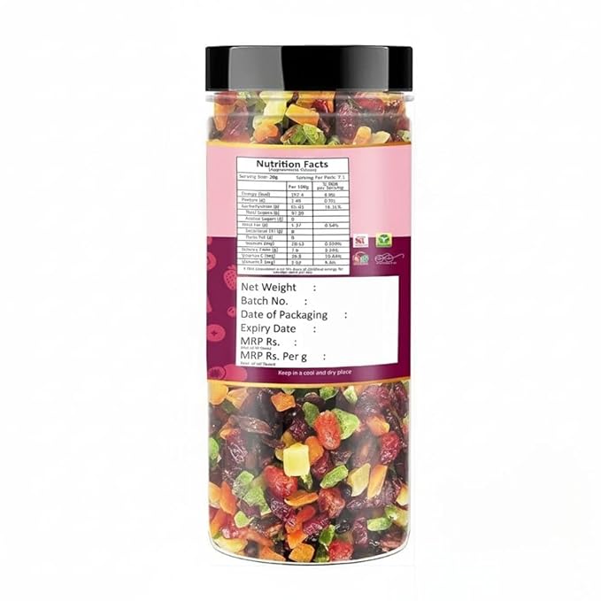 8 in 1 Berry Mix 200g Jar | Dried Berries | Cranberry | Strawberry | Blueberry | Kiwi | Pineapple | Mango | Black Raisins | Snacks | Ready to Eat