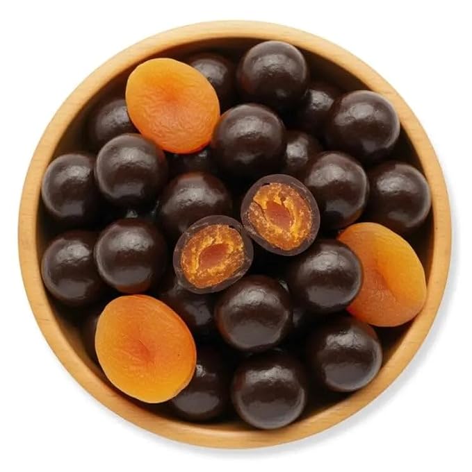 NY Spice Shop Dark Chocolate Apricots - 2 Pound Bulk Sweet &amp Crunchy Chocolate Snack - Chocolates Apricot Treats for Festive Parties Dessert Topping Celebration Tables &amp Gifts