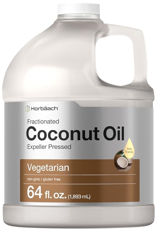 Horbäach Coconut Oil for Cooking | Liquid | 64 oz | Fractionated &amp Unflavored | Keto Friendly | Vegetarian Non-GMO &amp Gluten Free