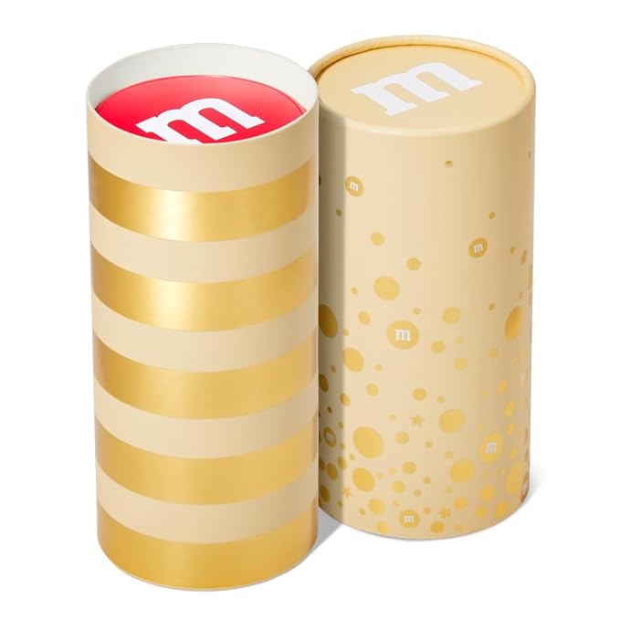 M&ampM'S WORLD Holiday Gift Jar in Holiday Lights Tube Unique Holiday Gift filled with Pre-Designed M&ampM’S Holiday Candies