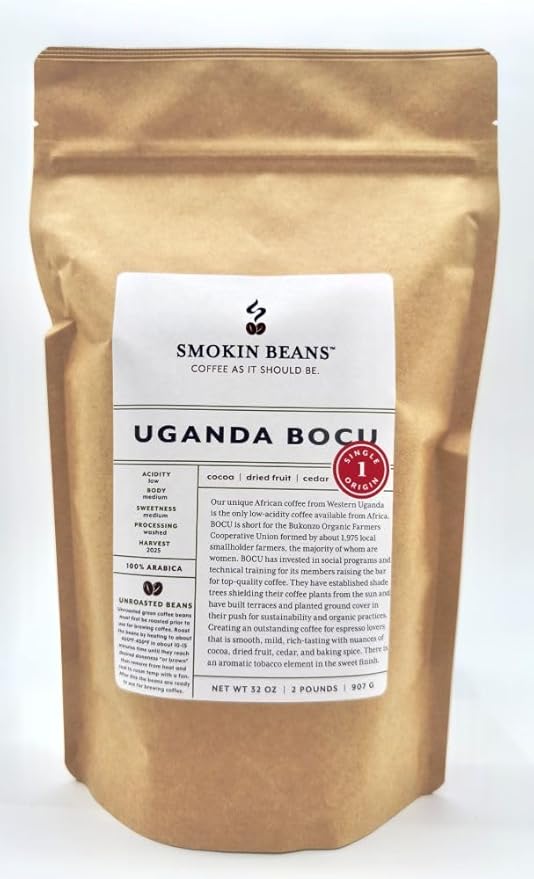 2-Pound Uganda Aa Unroasted Green Arabica Coffee Beans Fresh Current Crop Specialty Grade Roast the Beans Yourself at Home on Your Roasting Equipment Prior to Using for Brewing Coffee