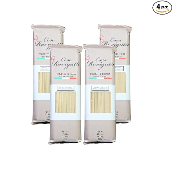 Casa Rovigatti Fettuccelle Italian Bronze Extruded Pasta Artisanally Produced 17.64 oz (500g) 4 Pack