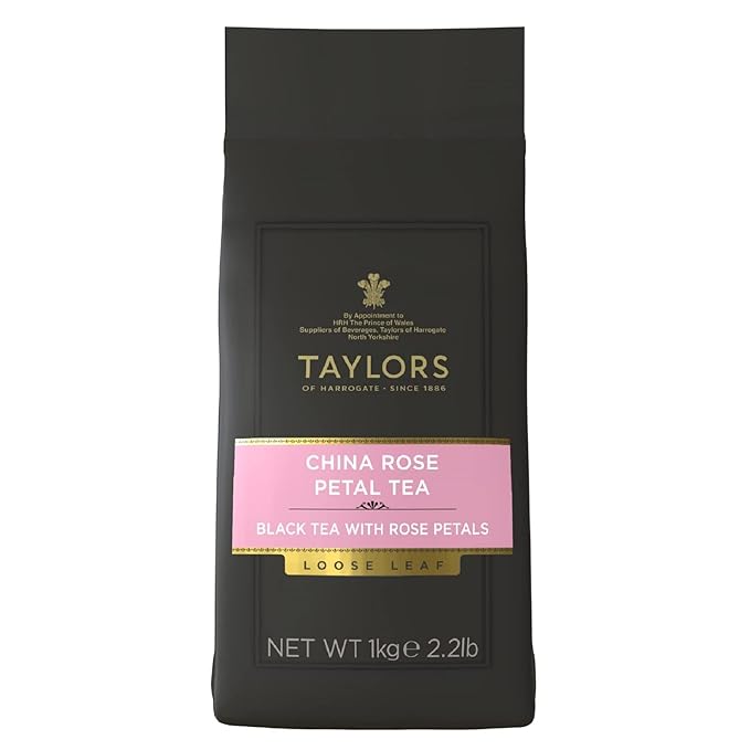 Taylors of Harrogate China Rose Petal Black Tea Loose Leaf 1 Kilo Bag (35.27 Ounce) Fragrant Delicate and Floral Caffeinated Premium Whole Leaf Tea