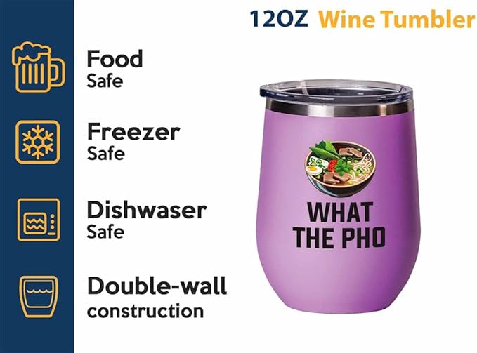 Ramen Lover Pink Edition Wine Tumbler 12oz - What the pho - Food Lovers chicken pumpkin vegan pantry spicy noodles