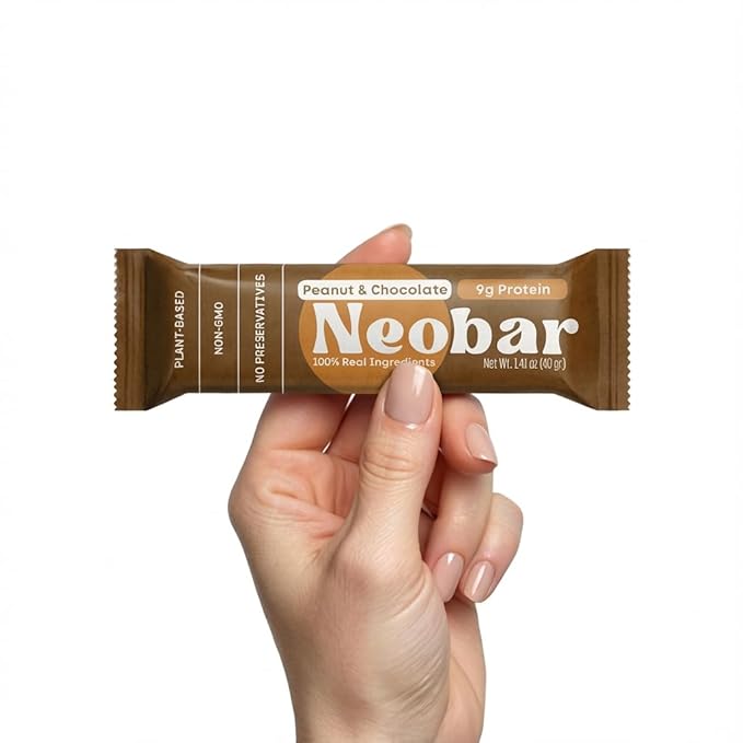 NEOBAR 9g Plant-Based Protein Fruit and Nut Bars - Vegan Snack Bars Gluten Free Dairy Free Snacks No Preservatives No Refined Sugars Added Non-GMO | Peanut &amp Chocolate 12 Count