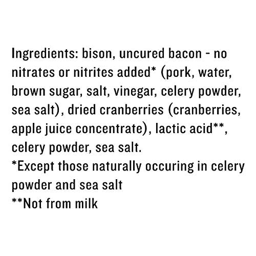 EPIC Bison Uncured Bacon and Cranberry Bars Grass-Fed Protein Bar 12 Ct 15.6 oz (Pack of 4)