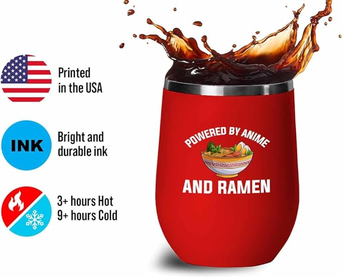 Ramen Lover Pink Edition Wine Tumbler 12oz - Powered by anime - Food Lovers chicken pumpkin vegan pantry spicy noodles