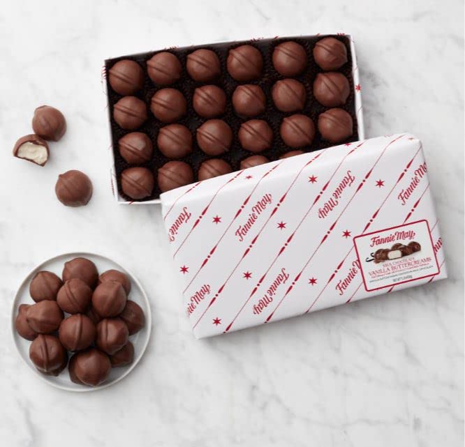 Milk Chocolate Vanilla Buttercreams Center - In Fannie May Signature Wrap By Munchie Box ((1) 1 LB Box)