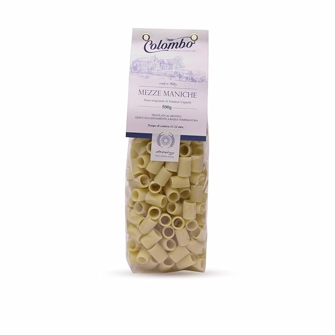 Pasta Mezze Maniche- Premium Organic Italian Pasta Senatore Cappelli from Italy - Handcrafted Family Owned Gourmet Pasta Brand - Durum Wheat Semolina Pasta 17.6oz / 500g - Pack of 8