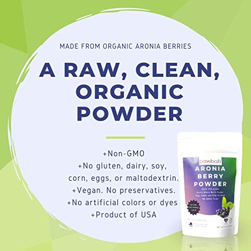 powbab Aronia Berry Powder from 100% USA Grown Organic Aronia Chokeberry. No Added Sugar. Not Freeze Dried. Made in the USA Black Chokeberry for Immune System Circulation (3.5 oz (Pack of 5))