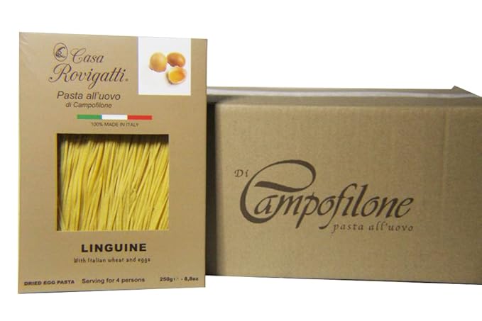 Linguine Gourmet Egg Pasta (Pack of 4) - Italian Pasta from the region of Di Campofilone - Imported Gourmet Italian Egg Pasta - 8.8 ounces / 250 grams