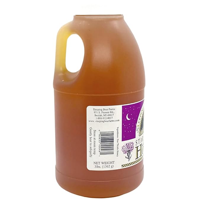 Star Thistle Honey Jug 3 lbs. Bulk Honey Jar Unpasteurized Unblended No Additives Pure Michigan Honey