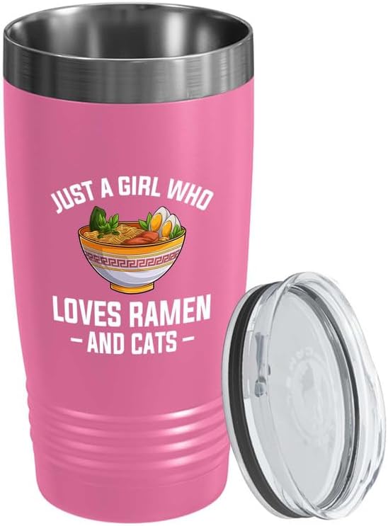 Ramen Lover Pink Edition Tumbler 20oz - Just a girl who loves - Food Lovers chicken pumpkin vegan pantry spicy noodles