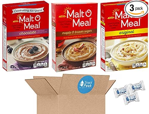Malt O Meal Hot Cereal Snack Peak Variety Gift Box – Maple and Brown Sugar Original and Chocolate