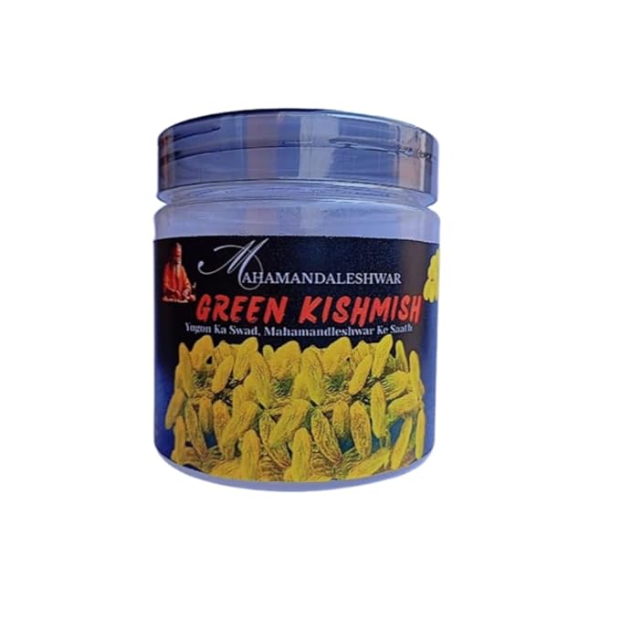 Premium Green Raisins 500g (2x250g) – Mahamandaleshwar | Seedless Indian Kishmish | Handpicked Aromatic &amp Sweet | Traditional Dry Fruit