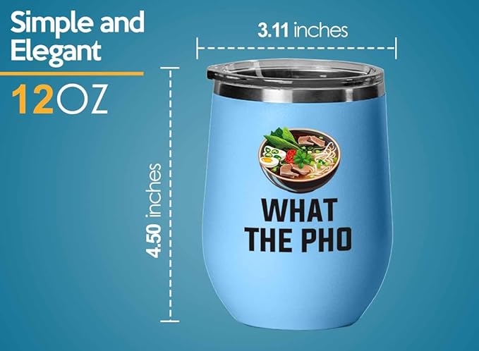 Ramen Lover Blue Edition Wine Tumbler 12oz - What the pho - Food Lovers chicken pumpkin vegan pantry spicy noodles