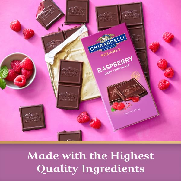 Ghirardelli Raspberry Dark Chocolate Square Bar Pack of 5-4.8 oz Bars