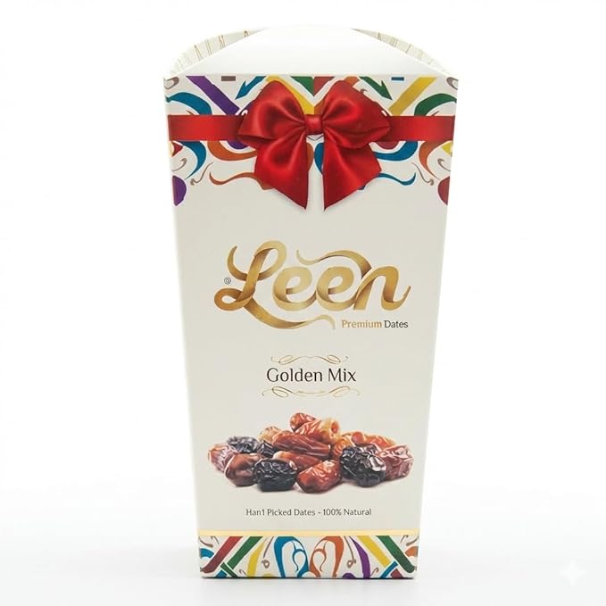LEEN Premium Golden Mix Dates from Madinah Saudi Arabia – Ajwa Safawi Sagaie Khodhri &amp Mabroom | Elegant Gift Box | Handpicked Assorted Dates | Natural &amp Fresh | 250g